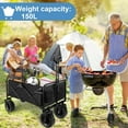thumbnail image 2 of Collapsible Folding Garden Cart with Brake, Outdoor Camping Wagon with 360 Degree Swivel Wheels and Adjustable Handle, Park Utility Picnic Camping Cart, Black (5in), 2 of 11