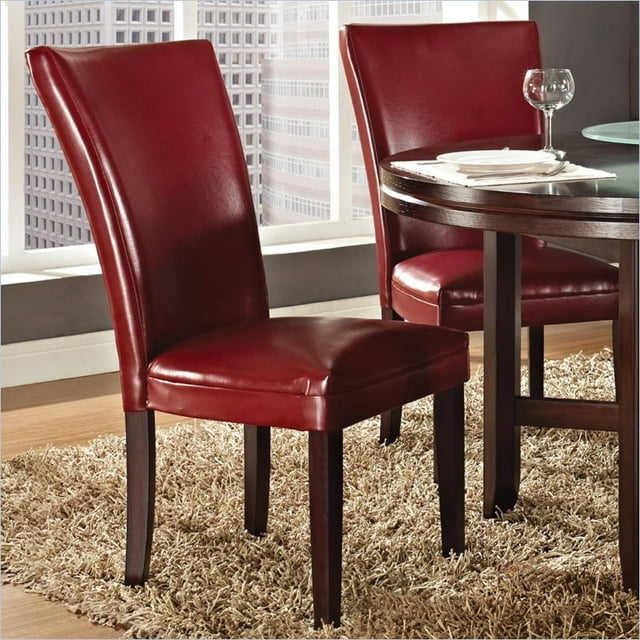 Bowery Hill Chaise de Salle à Manger en Faux Cuir Rouge