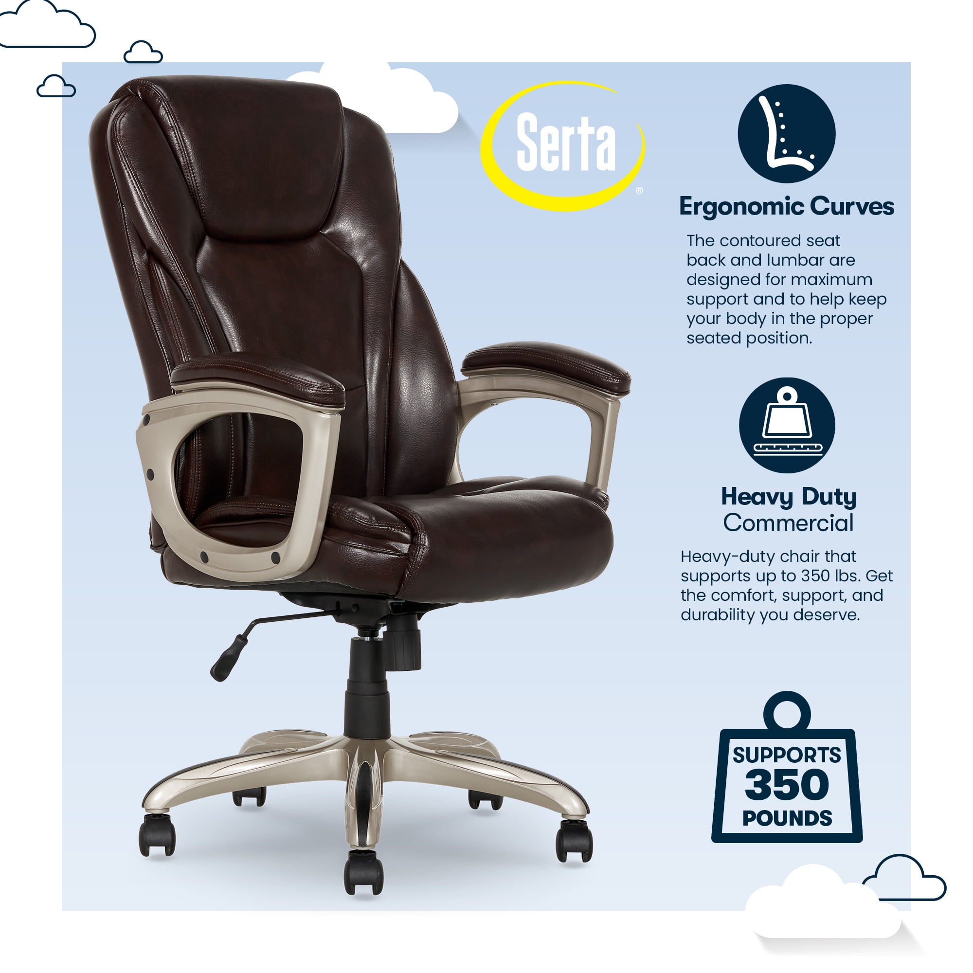 Home Office Chair, 8Hours Heavy Duty Design, Ergonomic Mid Back