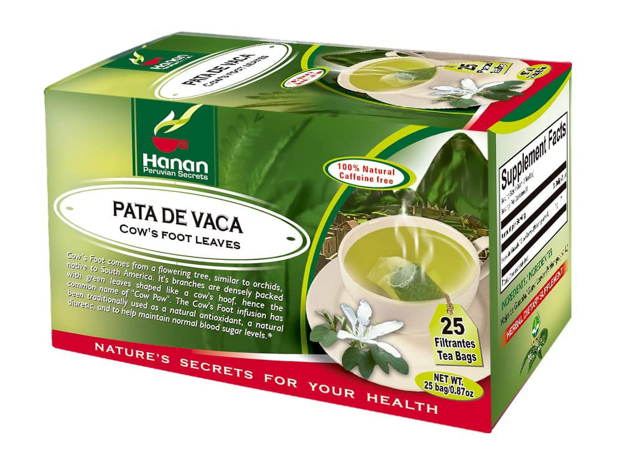 Hanan Peruvian Secrets Pata de Vaca Herbal Tea | 100% Natural Cow’s Foot Leaves |3 Pack of 75 Tea Bags | Natural Powerful Antioxidant, Traditionally use to Support Glucose Level