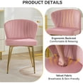 thumbnail image 3 of DEXS Velvet Vanity Chair Modern Makeup Chair with Golden Legs and Back Support, Small Accent Chair for Dressing Table Living Room Bedroom.Pink, 3 of 14