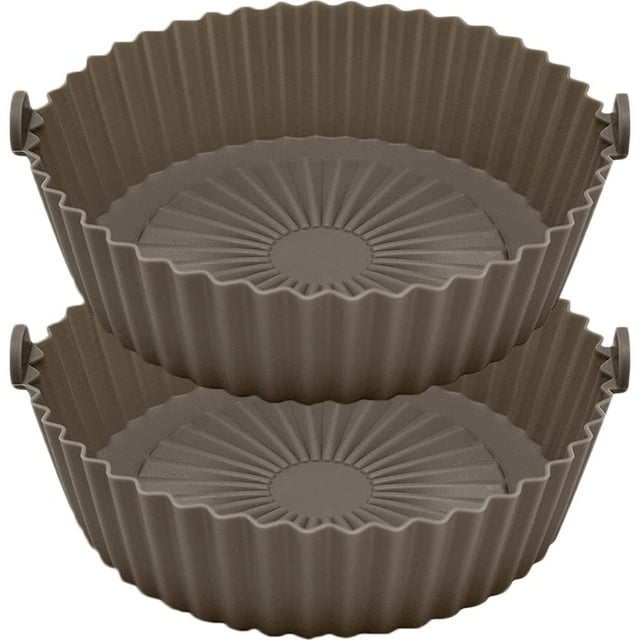 2Pcs Friteuse à Air Chaud Pot en Silicone avec Poignée Réutilisable Air Friteuse Doublure Résistant à la Chaleur Four Accessoires Plateau Ve