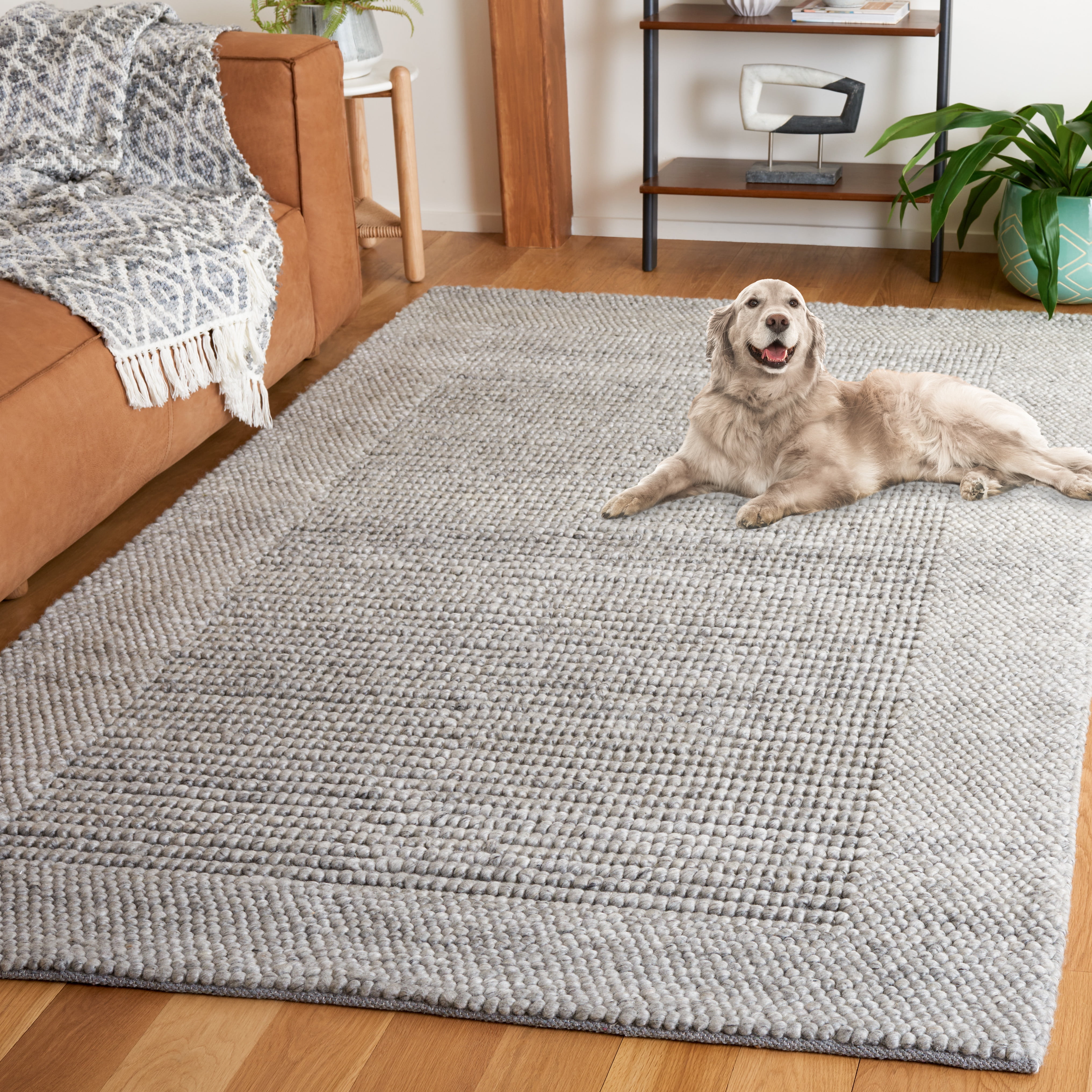SAFAVIEH Natura Novilla Bordered Area Rug, Grey, 9' x 12'