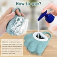 thumbnail image 4 of Dog Cat Bath Brush Comb Silicone Rubber Dog Grooming Brush Silicone Puppy Massage Brush Hair Fur Grooming Cleaning Brush Soft Shampoo Dispenser(blue paw shape), 4 of 5