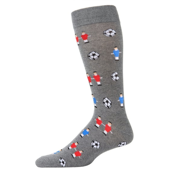 MeMoi Men's Fun Foosball Bamboo Blend Novelty Crew Sock - Mens - Male, 10-13, Medium Gray Heather