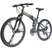 Eurobike 27.5 inches Full Suspension Folding Mountain Bike 21 Speed Foldable Bicycleb Men or Women MTB for Afults Green