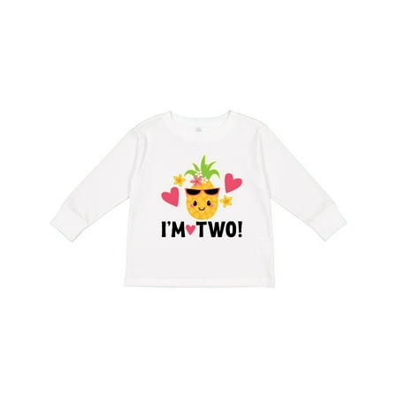 

Inktastic 2nd Birthday Pineapple Girls Hawaiian Gift Toddler Toddler Girl Long Sleeve T-Shirt
