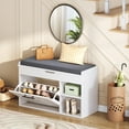 thumbnail image 5 of HOOBRO Shoe Storage Bench with Cushion, 31.5" L Entryway Bench with Flip-Open Storage Box, Wooden Shoe Bench with Flip Drawer and Adjustable Shelf for Hallway, Living Room, White and Gray WG55HX01, 5 of 10