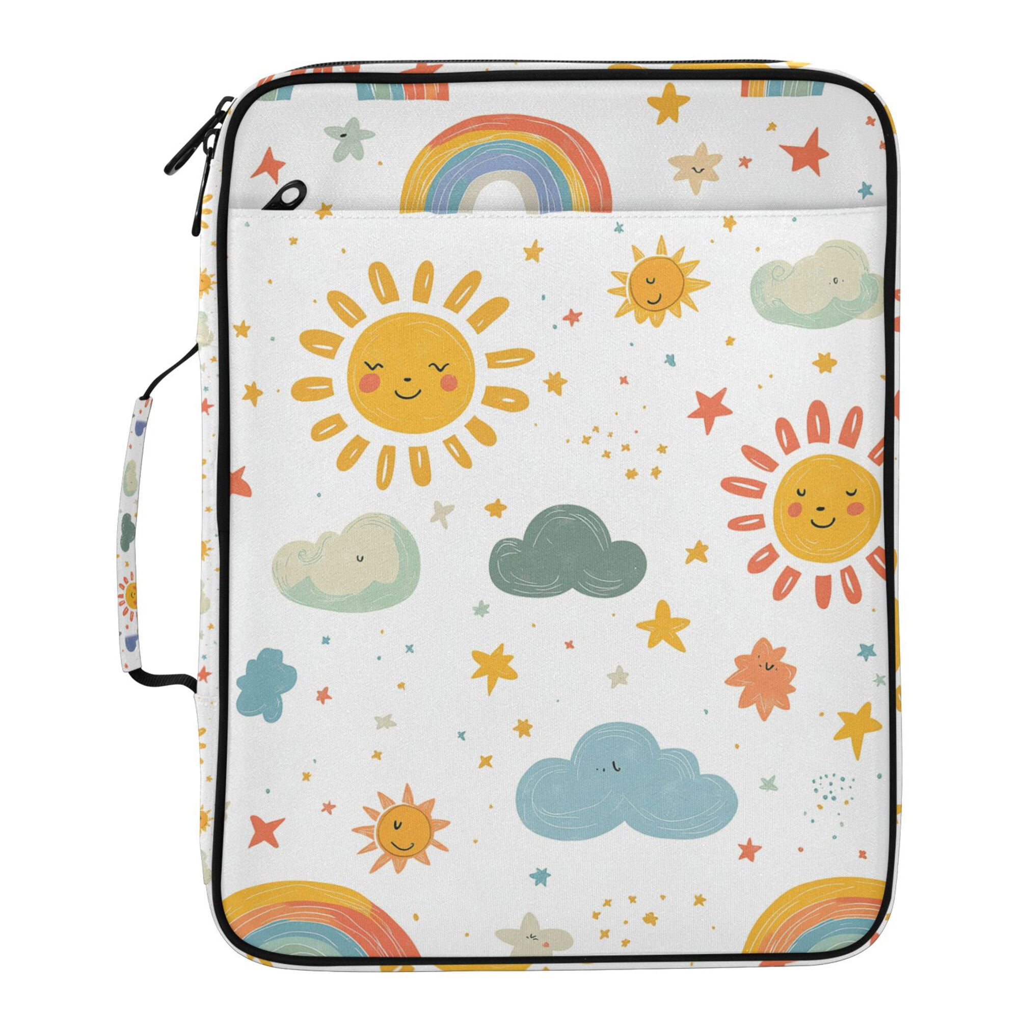 FORMRS Accordion File Folder A4 Size 7-Pocket Expanding Document Organizer Bag with 3 Ring Binder, Rainbows Pattern