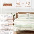thumbnail image 6 of 3 Piece Green Pink Stripes Duvet Cover Set Full Size,Microfiber Comforter/Quilt Cover with Corner Ties and 2 Pillowcases,Gradient Geometric Smear Art Paint All Season Soft Bedding with Zipper Closure, 6 of 8
