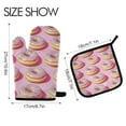 thumbnail image 2 of Yayeee Oven Mitts and Pot Holder Set of 2 Heat Resistant Kitchen Gloves Baking Hot Pad, Light Pink Doughnuts, 2 of 5
