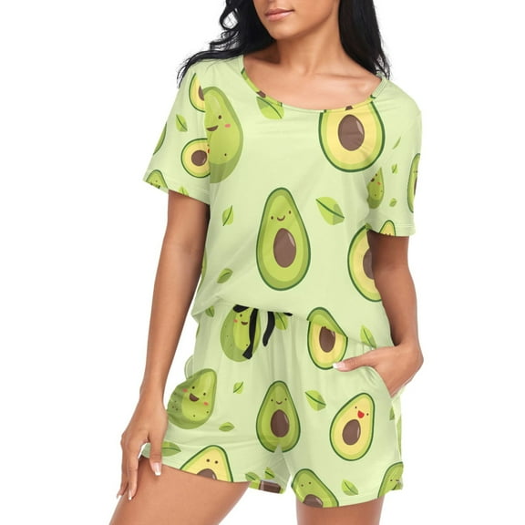 ALAZA Avocado Cute Women's Pajama Set Short Sleepwear Loungewear with Pockets M