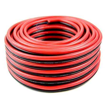 Audiopipe 50' ft 10 Gauge Red Black Stranded 2 Conductor Speaker Wire for Car Home Audio