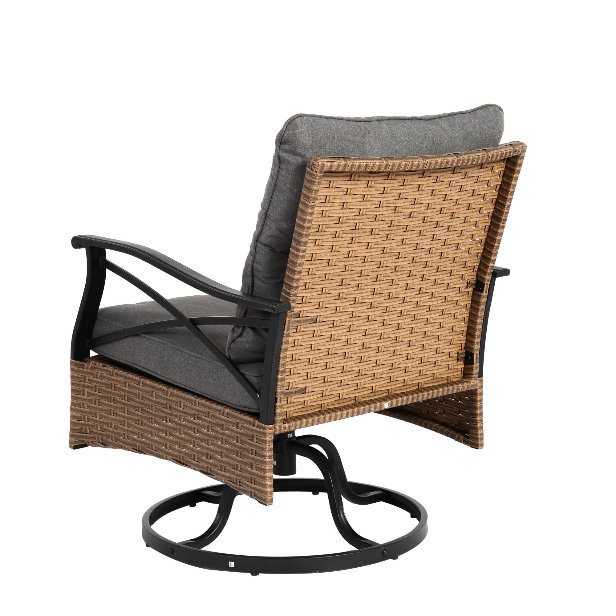 Sailvan 3-Piece Outdoor Swivel Rocker Chairs Set,Wicker Patio Conversation Set with Side Table,350lbs Capacity,Brown Brown&Gray