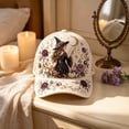 thumbnail image 3 of Halloween 3D Embroidered Baseball Cap, Breathable-Washed Adjustable Hat, with Witch, Ghost, Crow, Black Cat, Pumpkin & Bat Design, Suitable for Halloween Parties and Daily Styling, 3 of 6