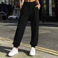 thumbnail image 5 of Levmjia Women's Solid Color Jogger Pants High Waisted Drawstring Elastic Waist Casual Sweatpants with Pockets Tapered Cuffed Lounge Pants, 5 of 8