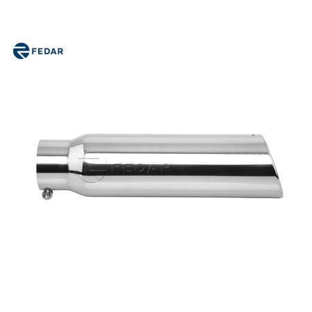 Fedar 3 inch Inlet 4 inch Outlet 15 Long Rolled End Angle Cut Exhaust Tip Tail Pipe