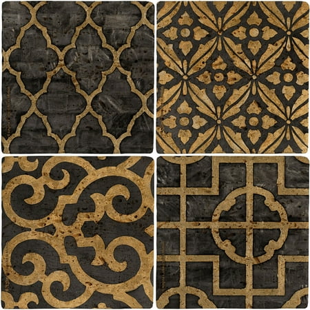 

Thirstystone Ambiance Drink Coasters Set Ebony Travertine A/four
