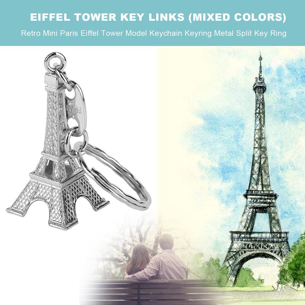 Paris Retro white Mini Eiffel Tower Model Cute Keychain Keyring Love Gift
