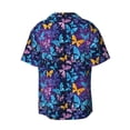 thumbnail image 6 of Lsque Butterflies Of The Starry Sky print Men's Cuban Collar Short Sleeve Shirt Summer Beachwear Casual Button Down Fashionable Vacation Leisure Shirt-Small, 6 of 7