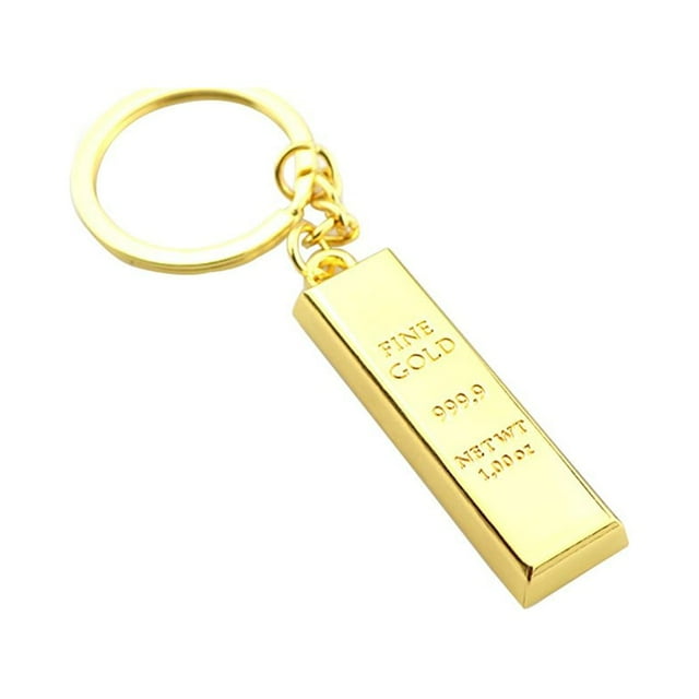 Banco de joyería de lingotes de oro de regalo de cadena de oro de aleación pequeña llave llaveros