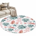 thumbnail image 2 of Coral Coastal Round Area Rug 4ft, Blue Red Nautical Summer Beach Ocean Washable Non-Slip Circle Rugs for Bedroom Living Room Kitchen, Soft Non Shedding Circle Carpet for Dining Room Dorm, 2 of 9