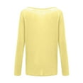 thumbnail image 4 of Women'S Long Sleeve Boat Neck Off Shoulder Blouse Tops Yellow M, 4 of 5