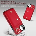thumbnail image 2 of ShellTech Phone Case for iPhone 12/12 pro case with Strap Wallet for Women with Card Holder,Red, 2 of 10