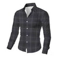 thumbnail image 5 of Donemore Men's Long Sleeve Button-Down Collar Checkered Shirt Classic Plaid Print Top Casual Business Trendy Versatile Men's Clothing, 5 of 8