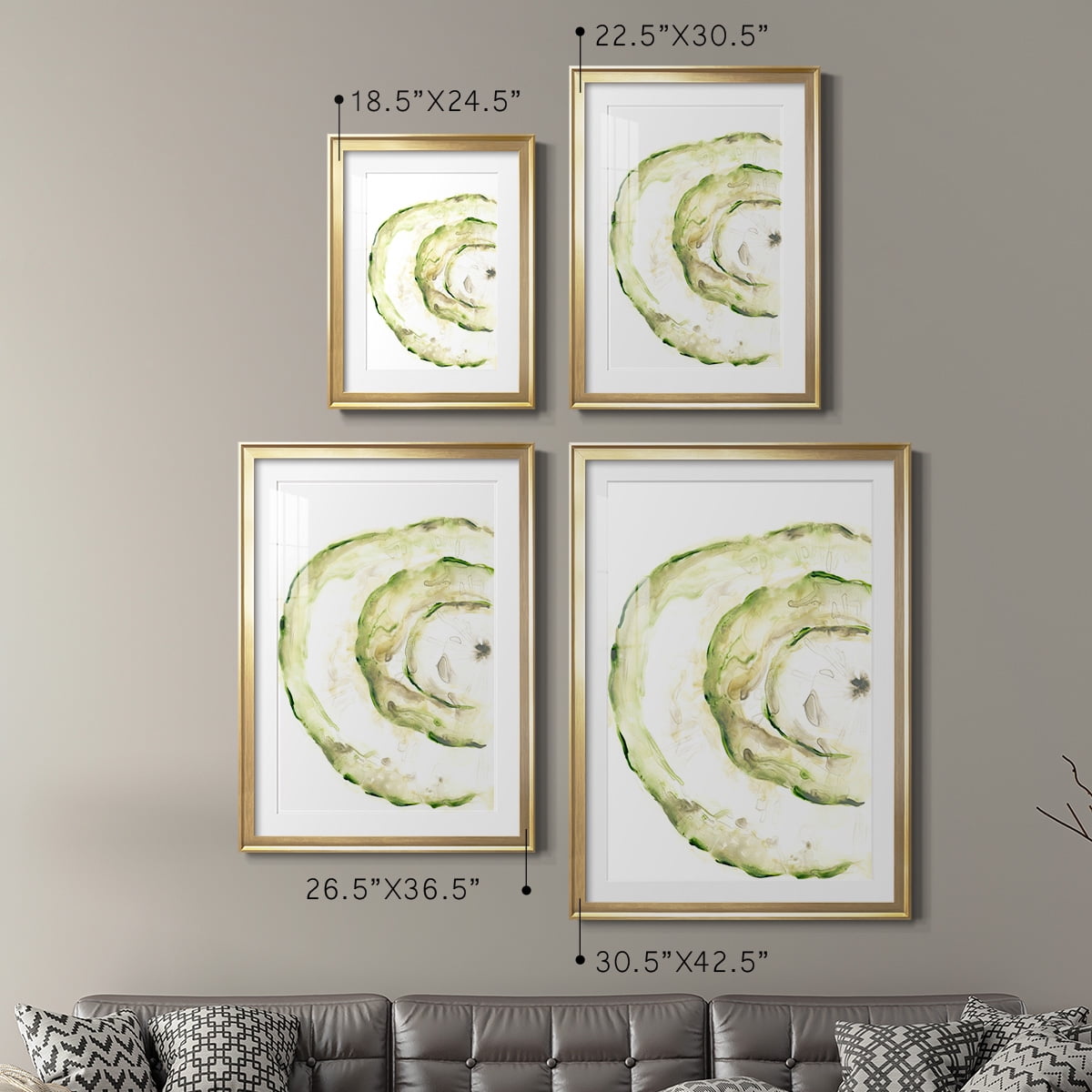 Wexford Home Lichen Halo V Premium Framed Print, 18.5" x 24.5" - Ready to Hang, Gold (Set of 2)