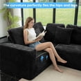 thumbnail image 6 of 135.5" Modular Sectional Sofa, Black U-Shaped Sofa 6-Seater Boneless Cloud Couch with Reversible Chaise, Corduroy Fabric Couch for Living Room & Bedroom, 6 of 15