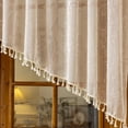 thumbnail image 4 of Sunyuer Dark Green Sheer Valance Curtain for Windows, Rustic Floral Muted Green Window Lace Curtain, Rod Pocket Light Filtering Valance, 1 Panel, 4 of 7