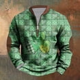 thumbnail image 4 of Penkiiy Hombre Día de San Patricio Sudadera Irlandesa Print 1/4 Zipper Collar 4XL Multicolor, 4 of 5