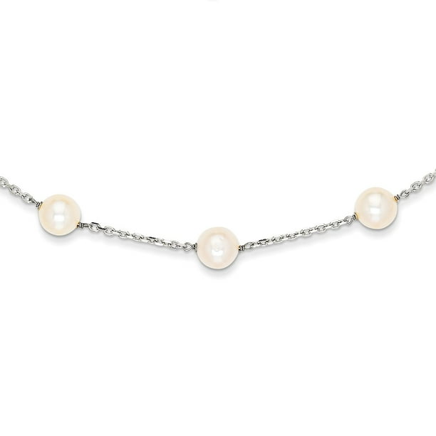 14K White Gold White Fw Cultured Pearl Necklace -18