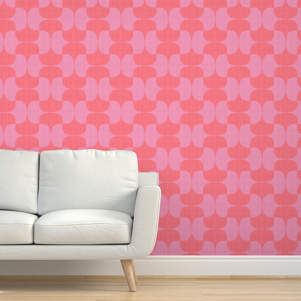 Spoonflower Removable Wallpaper 9ft x 2ft - Bold Coral Magenta Lv Lavender  Pink Lipstick Red Mod Rose Watermelon Custom Pre-Pasted Wallpaper 