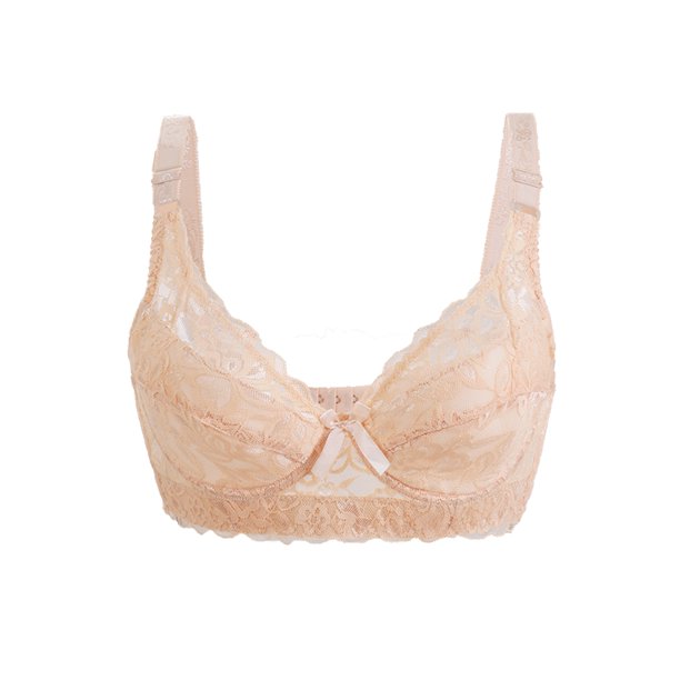 SOSTENES CHIC para Mujeres Copas Completas Transpirables Confort Encaje Floral Cobertura Completa Sin Almohadillas Con Aros 42/95 Ajuste 40B/C Beige