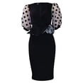 thumbnail image 4 of LilyLLL Womens Evening Party Workwear Polka Dot Print Puff Sleeve Sheath Dress, 4 of 4