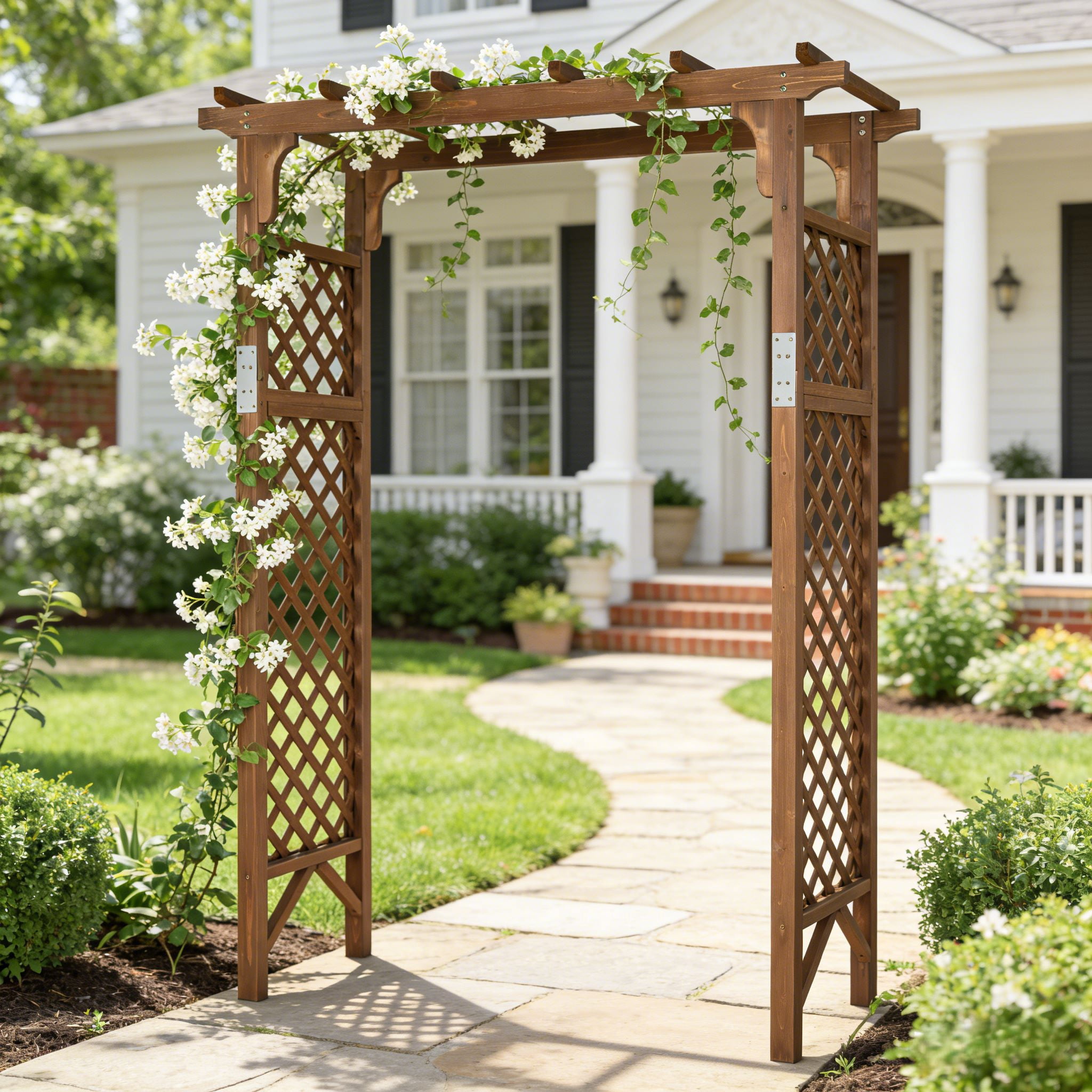 misha&puff String Trellis ロンパース 12-18m Ktaxon 5ft Wooden Garden Arch - Flat Top Trellis for Climbing