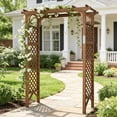 thumbnail image 2 of Ktaxon 5ft Wooden Garden Arch - Flat Top Trellis for Climbing Plants, Wedding, Backyard, Dark Brown, 2 of 12