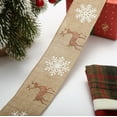thumbnail image 5 of Christmas Ribbon, Holiday Decoration, Linen Wired Ribbon for Gift Wrapping and Crafts, Reindeer Snowflake Pattern, 2m Length, Multicolor, 5 of 7