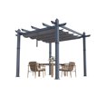 thumbnail image 1 of Pergola en Aluminium 10 X 10 Pi avec Auvent Rétractable, Structure d'Ombrage Extérieure à Grain de Bois Gris, Cadre Enduit de Poudre Résistant à la Rouille pour Patio, Terrasse et Jardin, 1 of 8