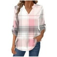 thumbnail image 2 of Craaazy Women's Fashional Print Color Long Sleeve Gifts V-neck Blouses. Long Sleeve Pullover With Button Decoration, 2 of 7