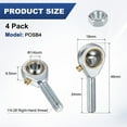 thumbnail image 3 of Uxcell 4-Pack POSB4 Rod End Bearing, 1/4 Inch Bore 1/4-28 Right Thread Male Thread Steel Joint Rod Ends W Jam Nuts, 3 of 7