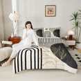 thumbnail image 4 of Homewish Mid Century Geometric 3 Pieces Queen Comforter Set for Teens Boys Girls,Minimalist Stripes Ultra Soft Bedding Sets,Vintage Aesthetic Bedding Comforter Set,Lightweight Room Decor,Reversible, 4 of 8