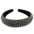 thumbnail image 1 of Sonducket Diademas con cuentas de cristal, tocado grueso de punto, aros de moda, diademas, tocados, regalo para mujer, fiesta, playa Accesorio para el cabello Verde, 1 of 6