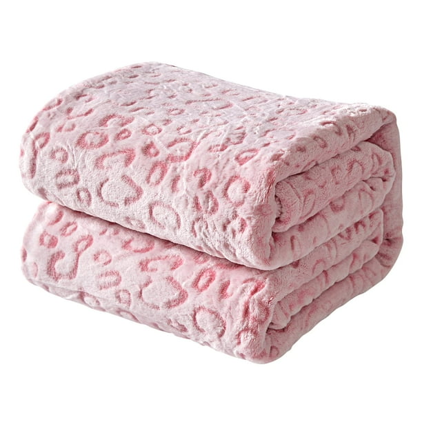 FY FIBER HOUSE Flannel Fleece Leopard Print Throw Blanket Super Soft Lightweight King Size Bedspreads 90X108 Pink Walmart