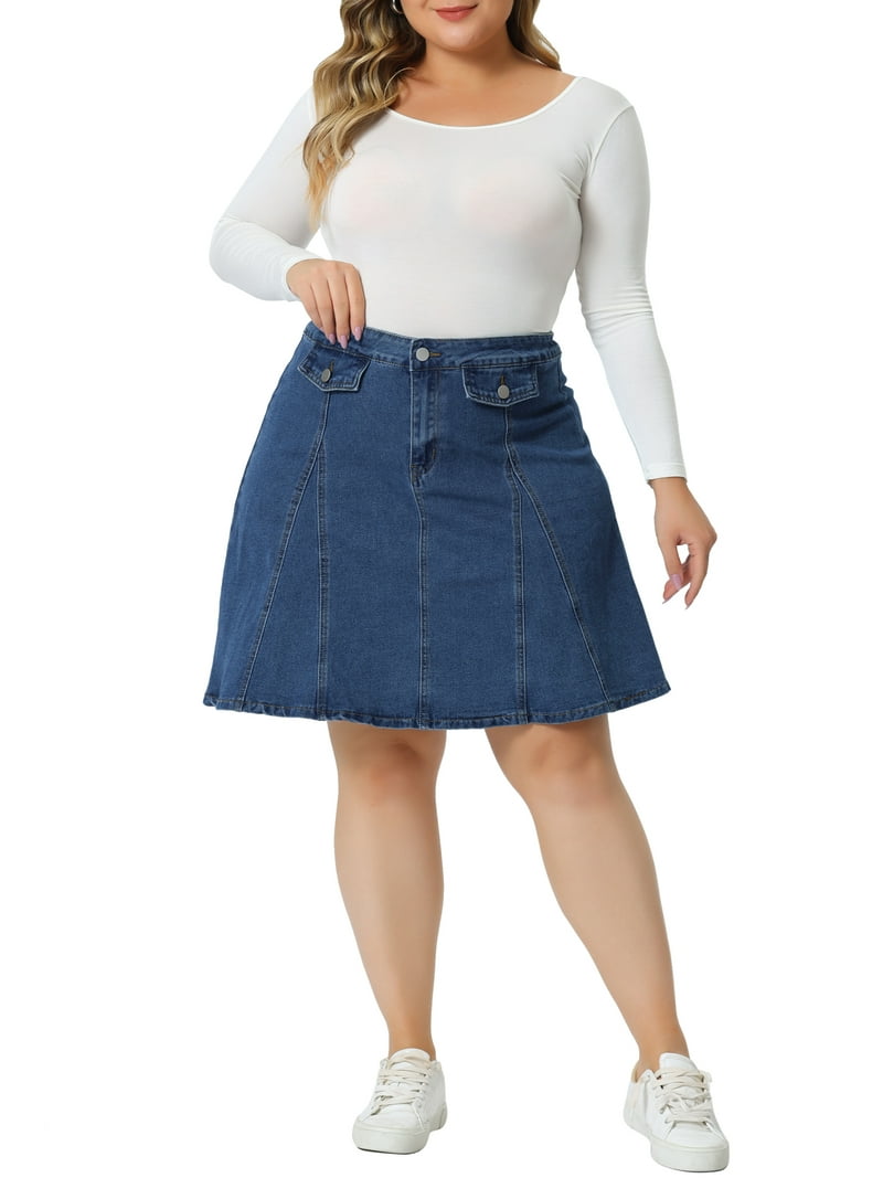 Agnes Orinda Women's Plus Size Denim Skirt for Casual A-line Jean