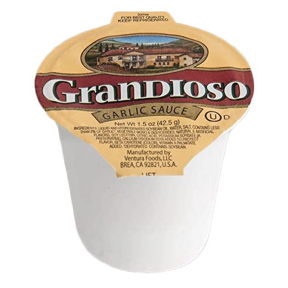 Grandioso Garlic Dipping Sauce 1.5 oz Dipping Cup | Pizza Garlic Sauce Dip | Gluten-Free | Keto | Kosher | Made in America | 12 Pack