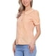 thumbnail image 4 of BLUSA DE MUJER CON COLLAR PETER PAN EN CONTRASTE Y MANGAS CORTAS PUFF, CAMISA A CUADROS, NARANJA, 4 of 6
