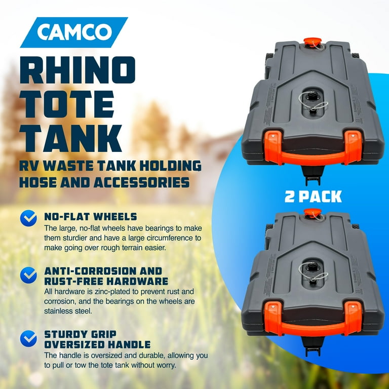 Camco Rhino 36 Gal Grey Rolling Tote Sewer Dump RV Waste Tank with